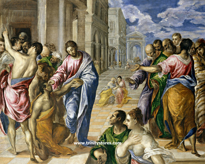 Mar 5 - Christ Healing the Blind - by Museum Religious Art Classics.