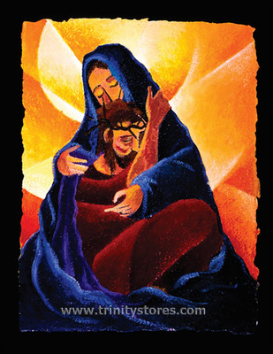 Mar 6 - 4th Station, Jesus Meets His Mother - artwork by Br. Mickey McGrath, OSFS. 