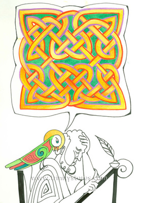 Apr 20 - Celtic Talking Bird - artwork by Br. Mickey McGrath, OSFS.  
